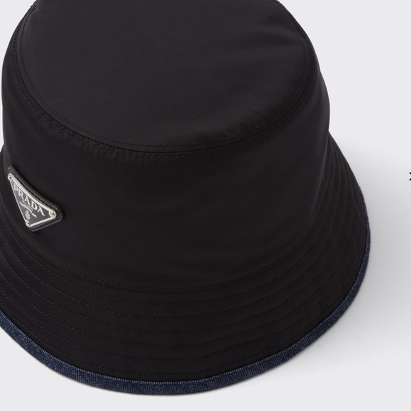 MSRP $795! Double-Sided Authentic Prada Re-Nylon & Denim Bucket Hat Size Medium - Picture 7 of 14